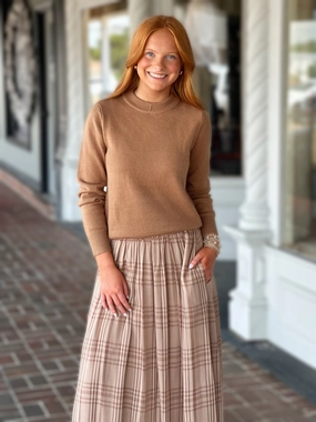 Ultra Soft Classic Box Cut Sweater in Clay Snag Proof Weave