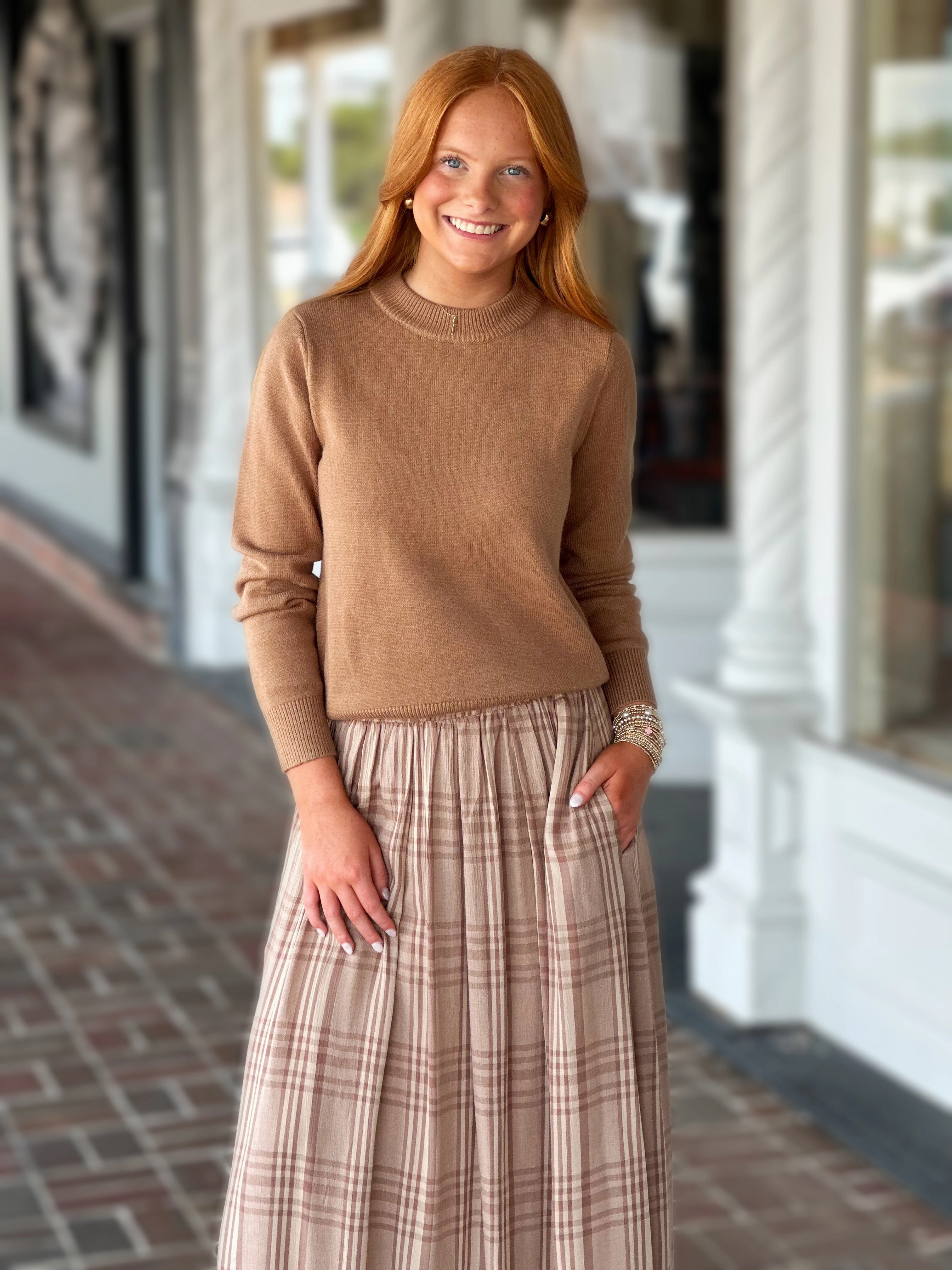 Ultra Soft Classic Box Cut Sweater in Clay Snag Proof Weave