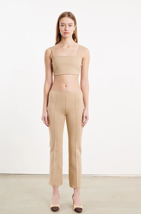 Mesh Comfort Hidden pockets Khaki Casanova Pintuck Ankle Flare