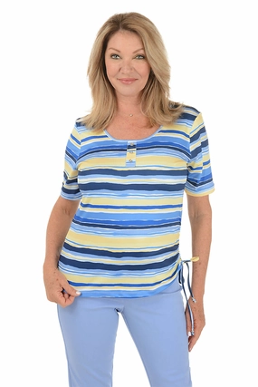 Airflow Vents Basic Dress Petite Making Waves Striped Henley Top