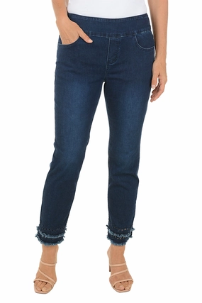 Dark Denim Double Fringe Eyelet Ankle Pant No Tag Seamless Wear