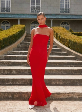 Under The Pagoda Maxi Dress - Red Boxy-Style