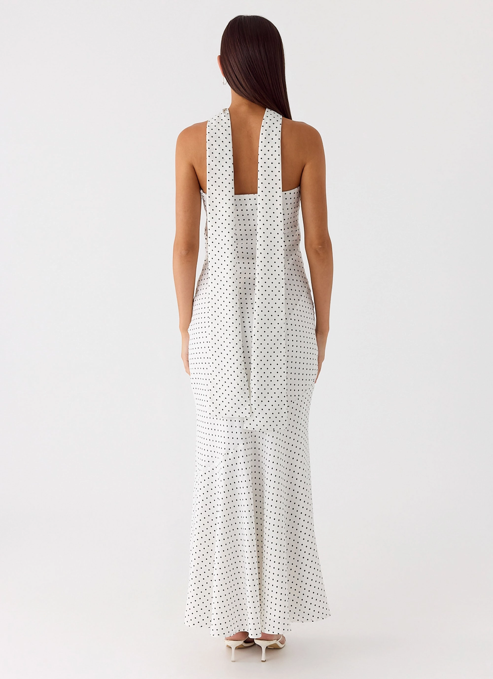 Under The Pagoda Maxi Dress - White Polkadot Comfy Yet Stylish Pure Color