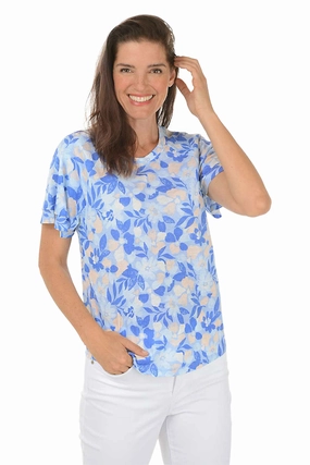 Underwater Garden Ruffle Sleeve Tee Casual Style