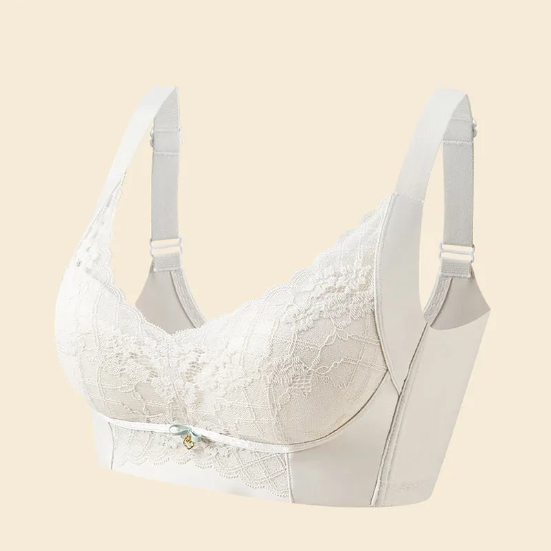 Underwear for women with large breasts and small breasts without wire rings for women to hold up the secondary breasts and prevent sagging, push-up adjustable lace bra