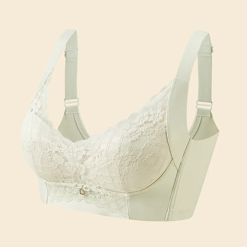 Underwear for women with large breasts and small breasts without wire rings for women to hold up the secondary breasts and prevent sagging, push-up adjustable lace bra