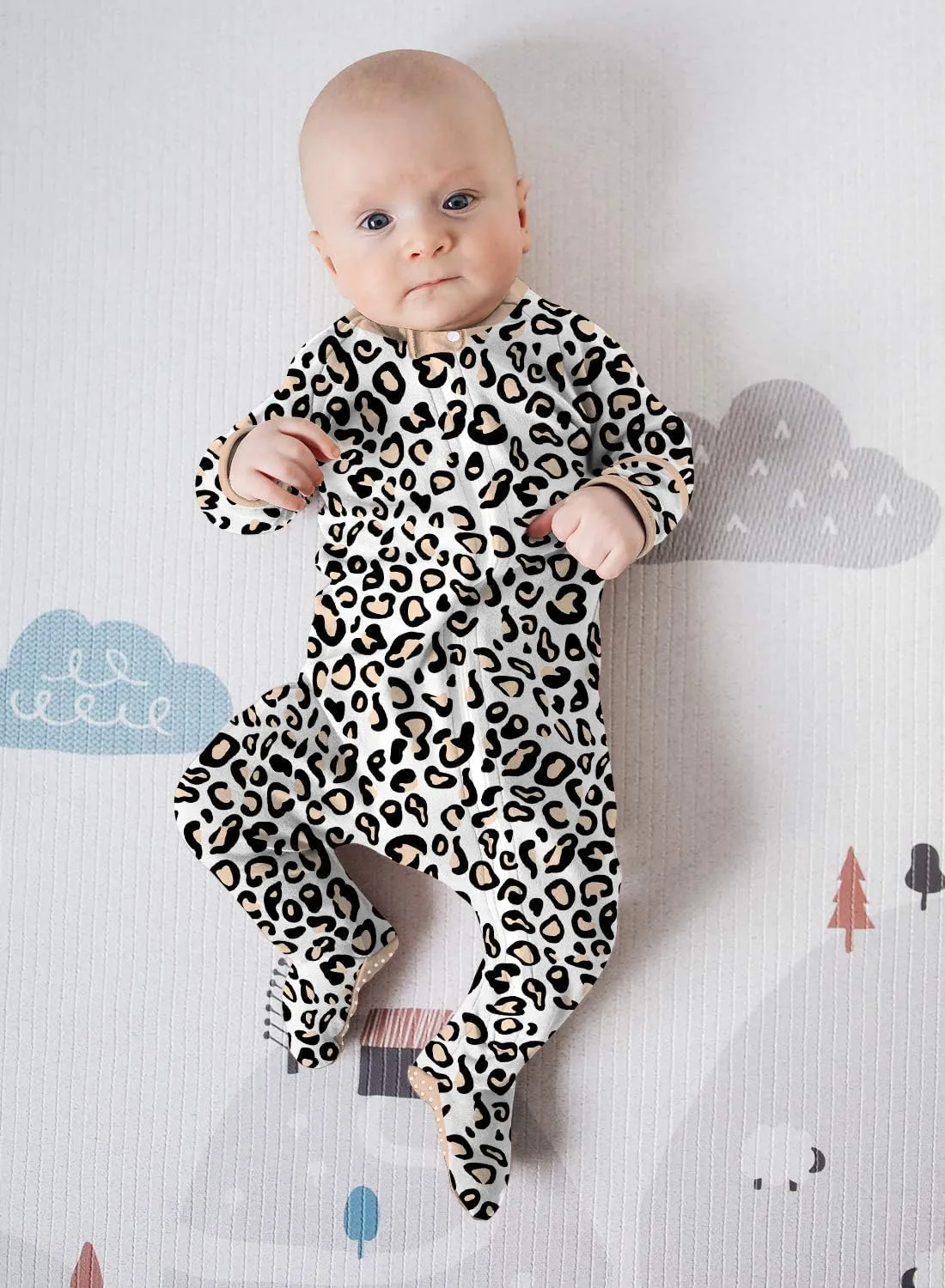 UNIFACO Baby Girls Boys Footed Pajamas One-Piece Sleeper Snug Fit Sleep and Play Zip Front Footie Romper 0-12 Month