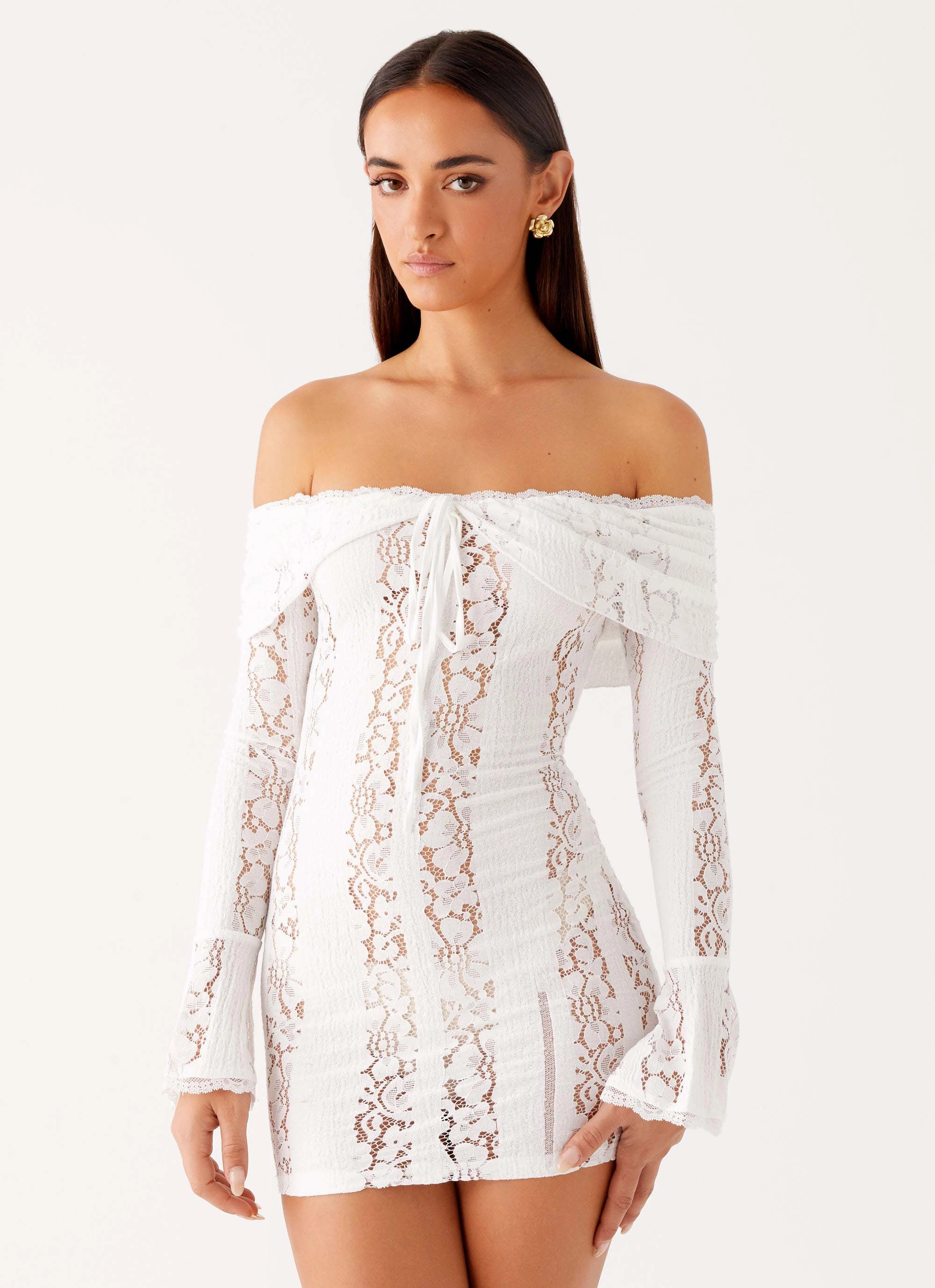 Syvanna Lace Mini Dress - White Casual Waist