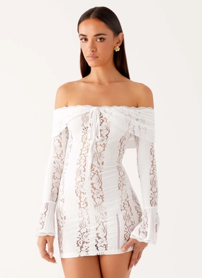 Syvanna Lace Mini Dress - White Casual Waist