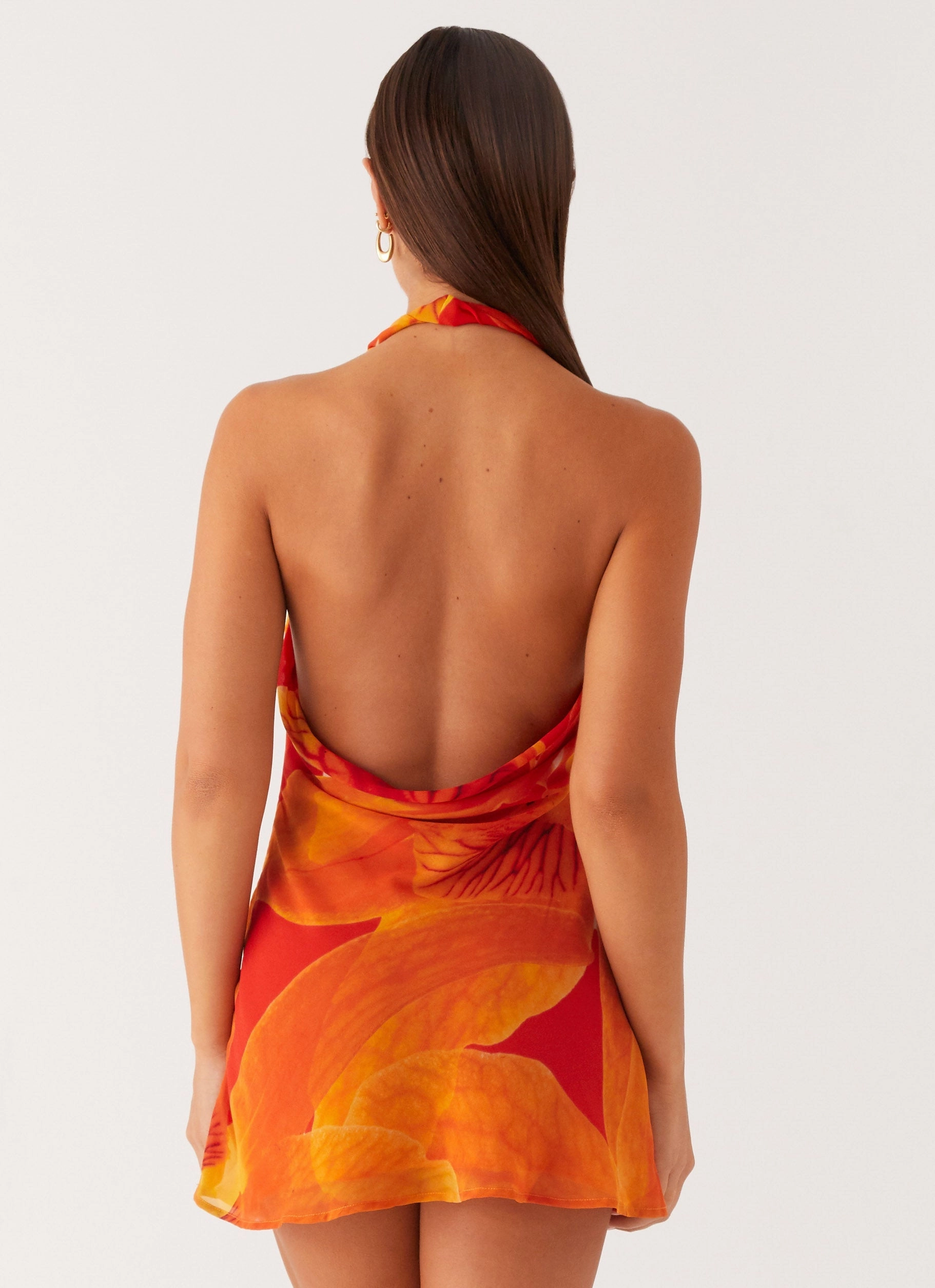 Refined Style Solar Beam Cowl Mini Dress - Serene Orange