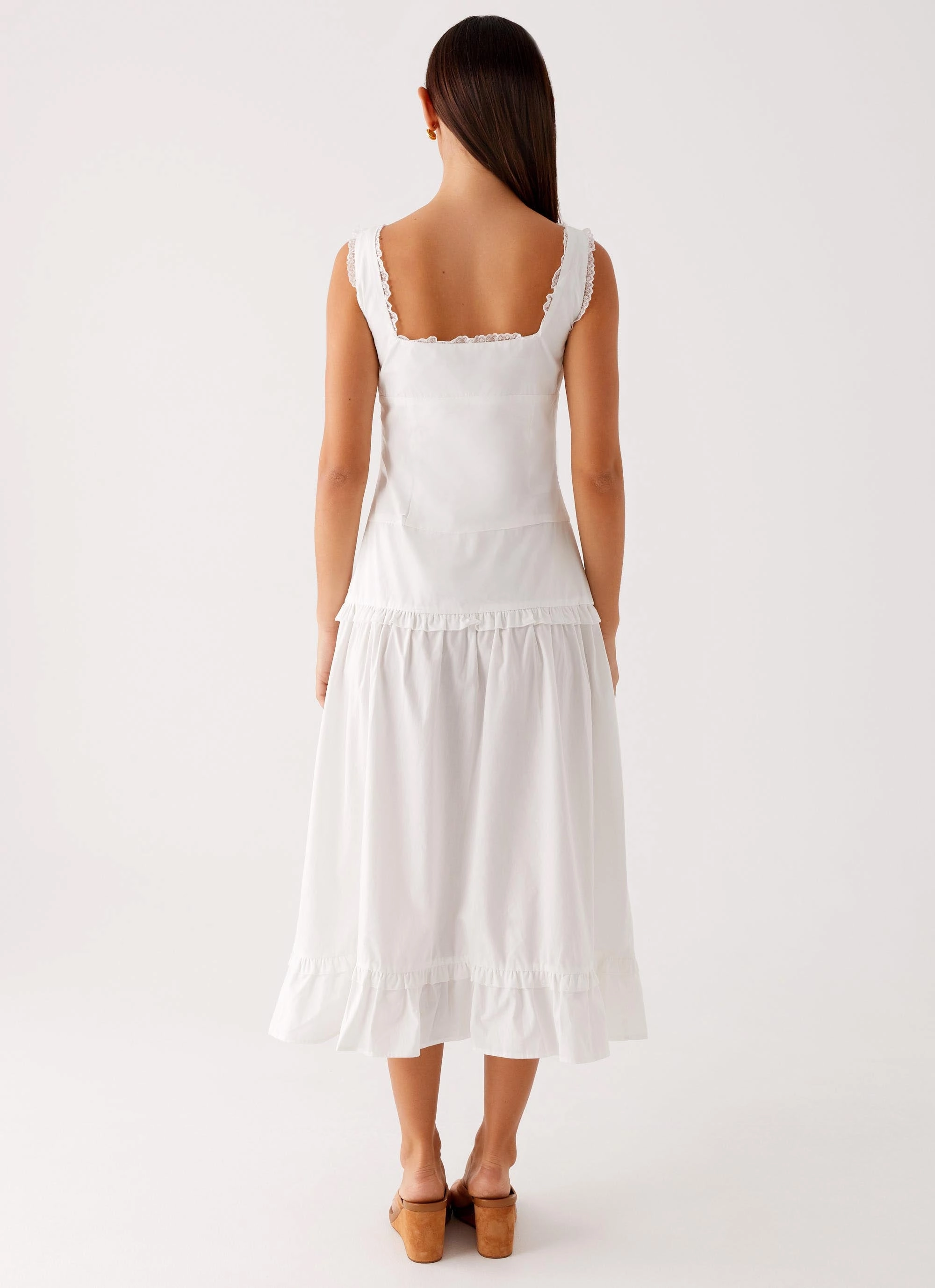 loose silhouette Resort-Wear Quinn Midi Dress - White