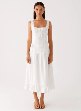 Fluid Fabric Quinn Midi Dress - White