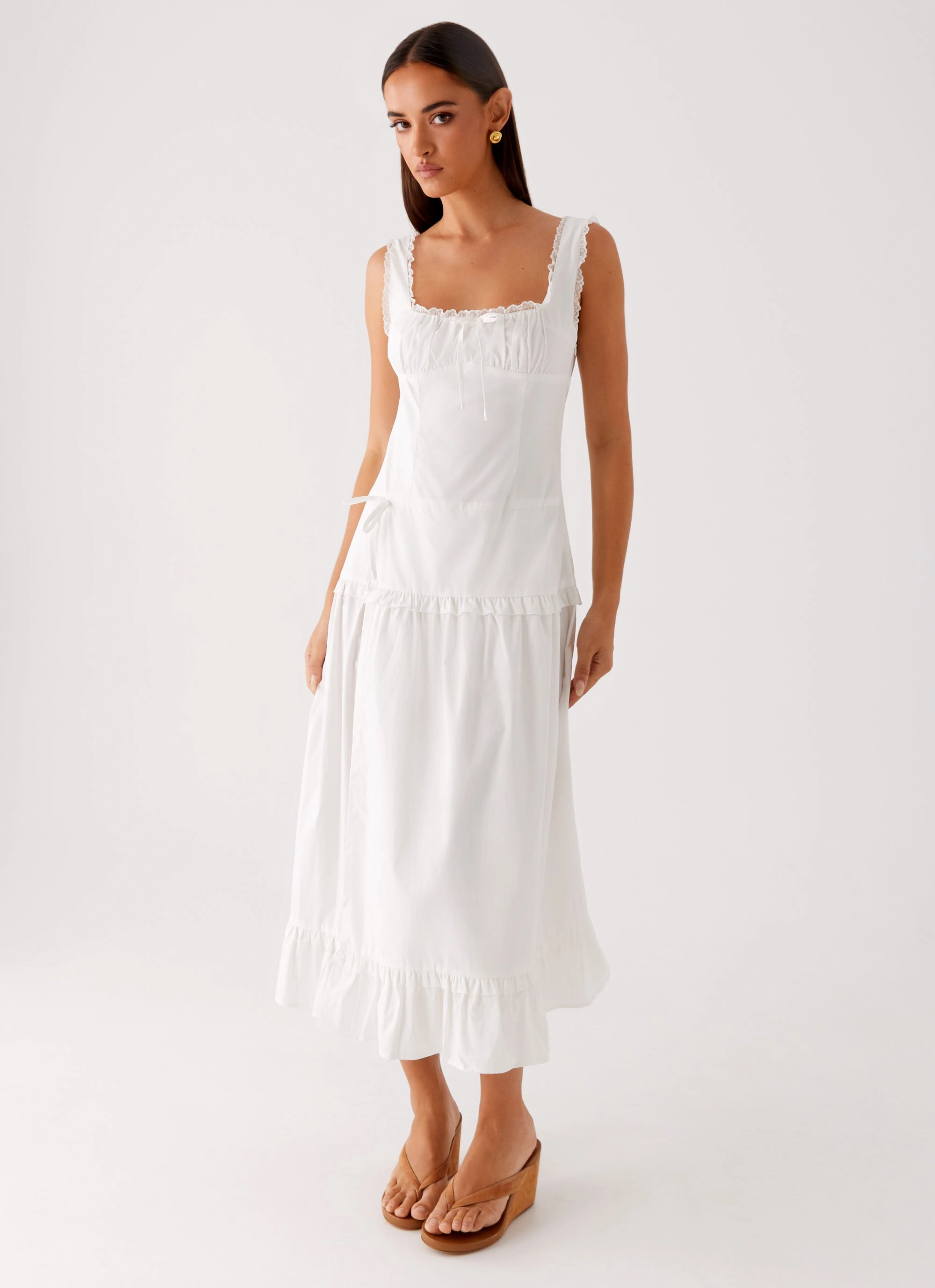 Quinn Midi Dress - White Chic casual Delicate Mood