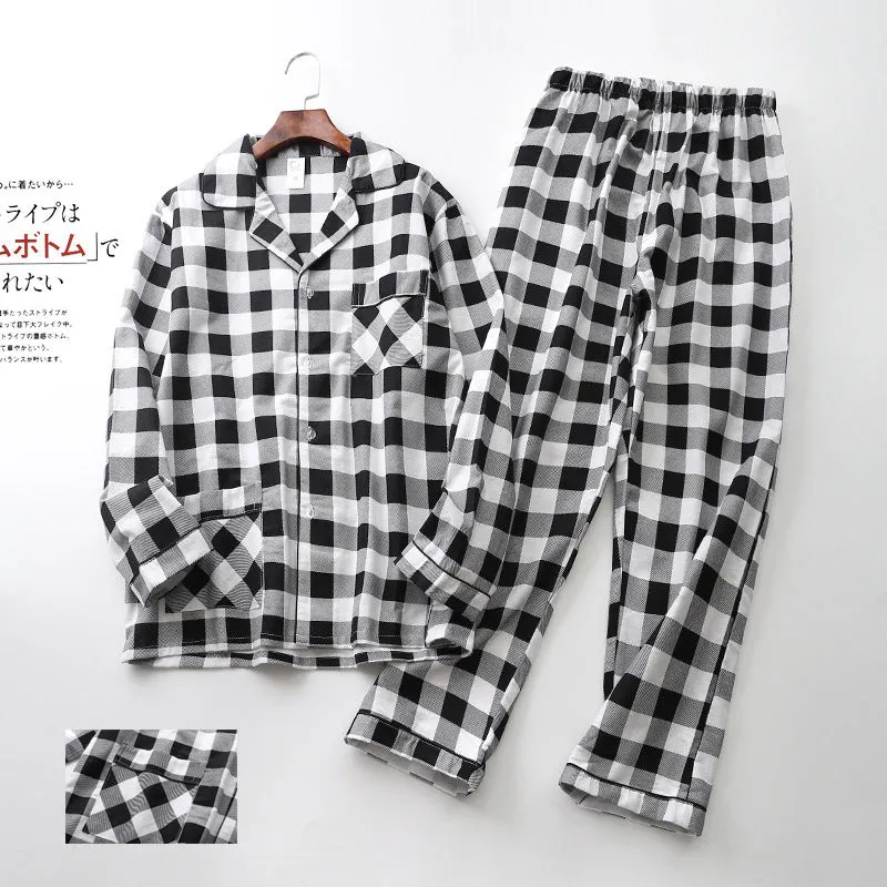 Unisex Printed Long-sleeved Cotton Pajamas