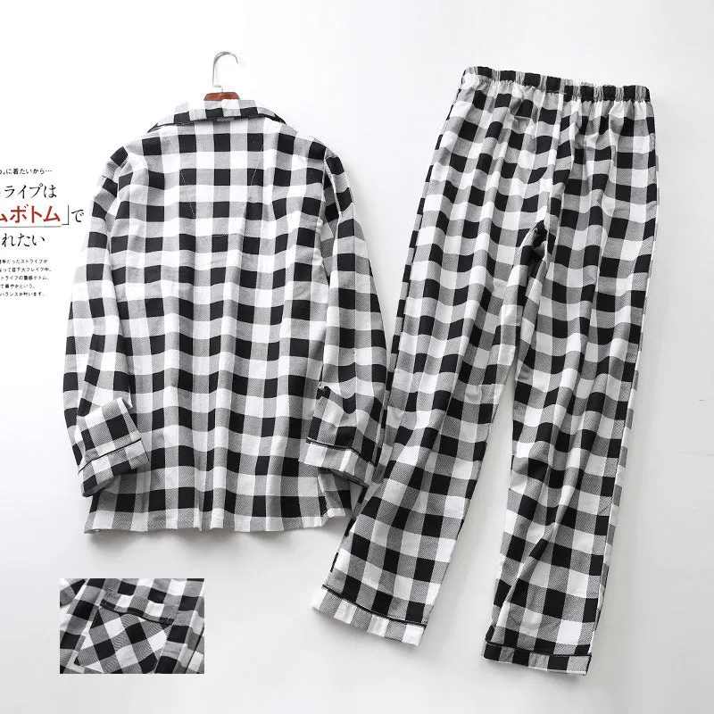 Unisex Printed Long-sleeved Cotton Pajamas