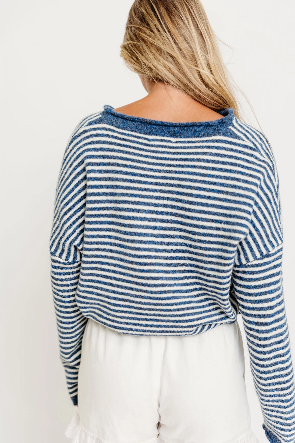 Durable Reinforced Elbows Piper Mini Stripes Cardigan in Denim