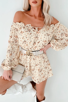 Unwind And Let Go Floral Off The Shoulder Romper (Butter) Essential Layer