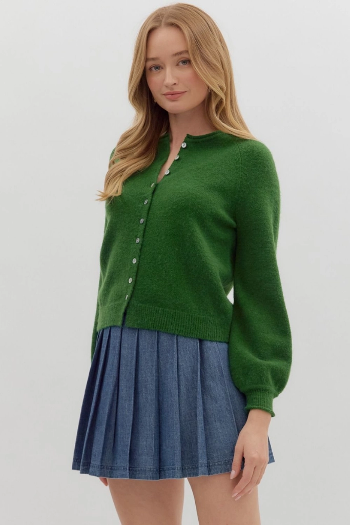 ReinforcedHem Sport Hoodie Coraline Soft Cardigan Sweater in Forest