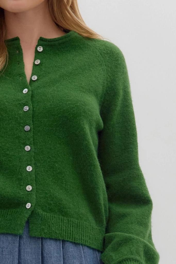 Coraline Soft Cardigan Sweater in Forest Circular Knit Technology