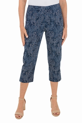Petite Riviera Flourish Pull-On Crop Pant Flattering Cut Flattering Design Wear