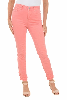 Gripper Waistband Essential Comfort Wear Frayed Curved Hem Denim Twill Ankle Pant