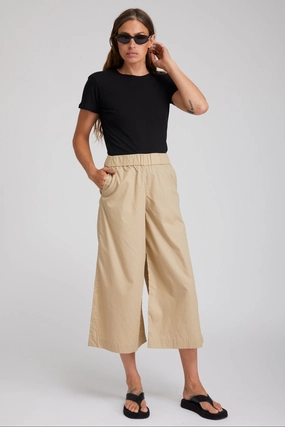 StaticDissipativeFabric Quick Drying Beige Cotton Poplin Culotte Pants