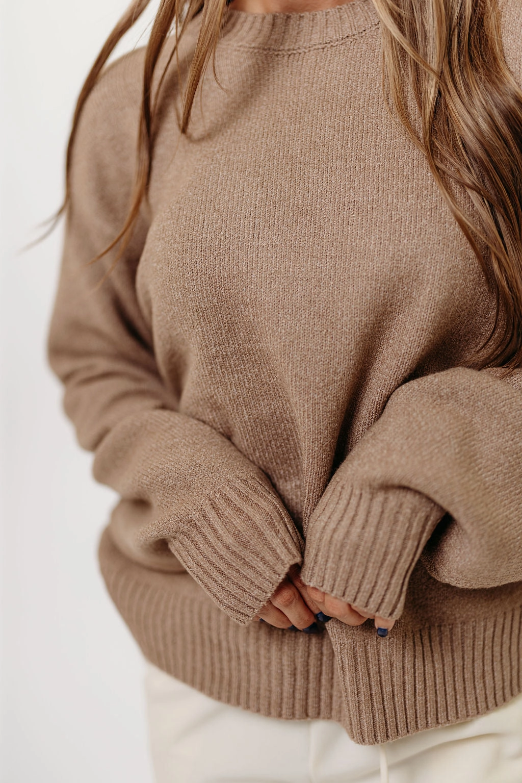Durable Weave Elastic Edge Binding Desiree Sweater in Mocha