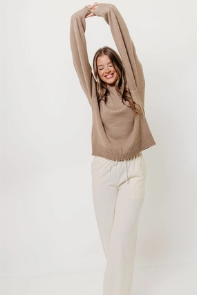 Comfortable Cotton Desiree Sweater in Mocha
