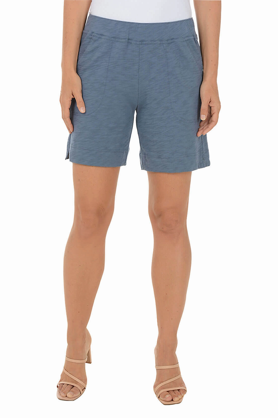 Pull-On Cotton Slub-Knit Short Athletic Wear FadeResistant Treatment