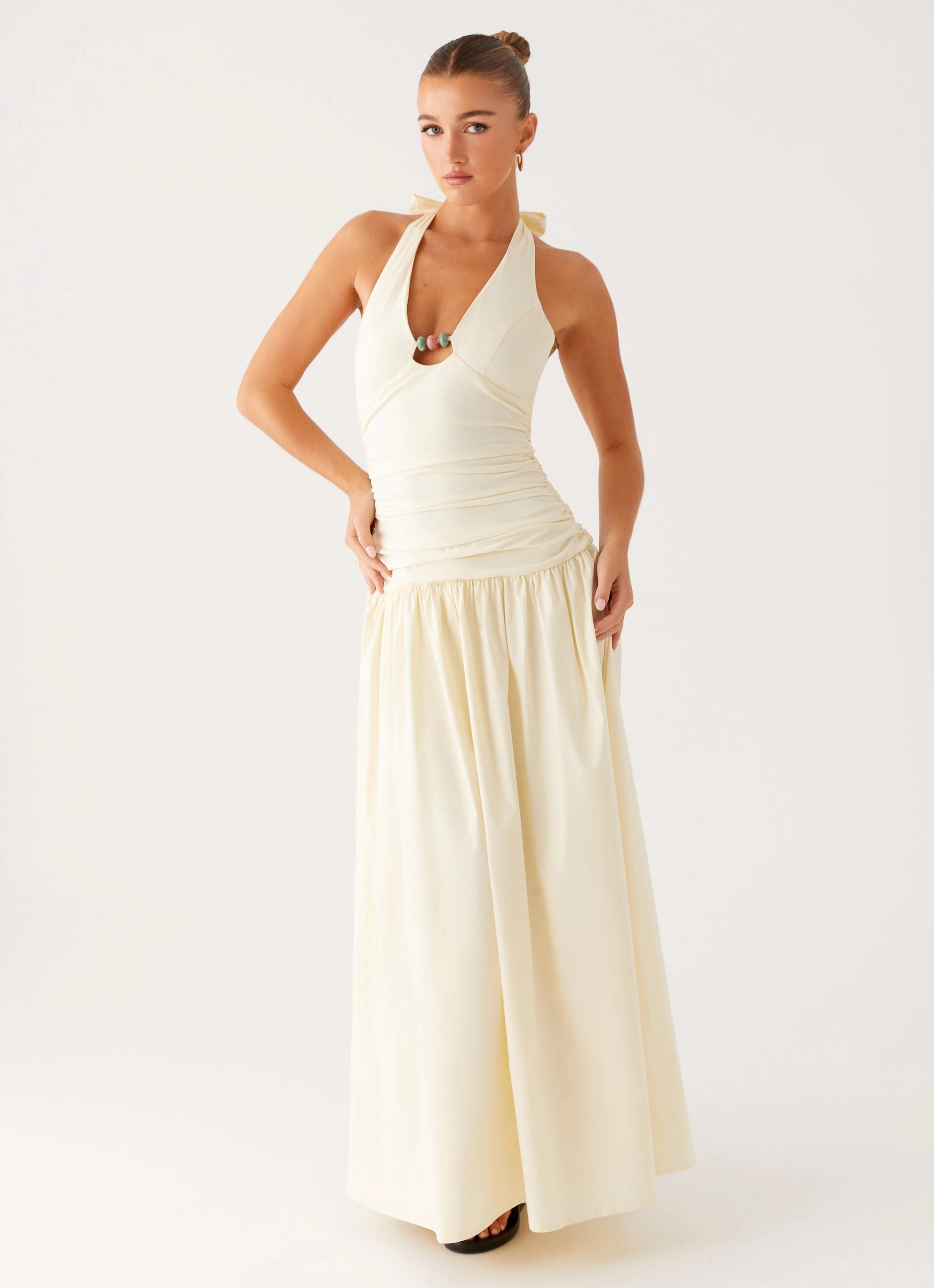 Val Maxi Dress - Lemon Versatile party outfit High Cut