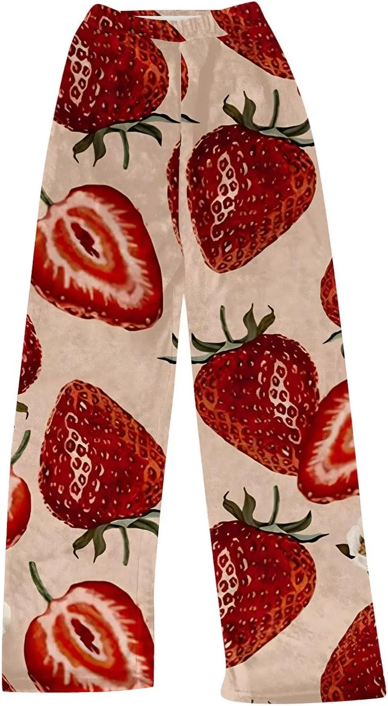 Valentines Pajama Pants 2024 Heart Pj Pants Unisex Fuzzy Pajama Bottoms Women Man Cozy Fleece Lounge Pants Sleepwear