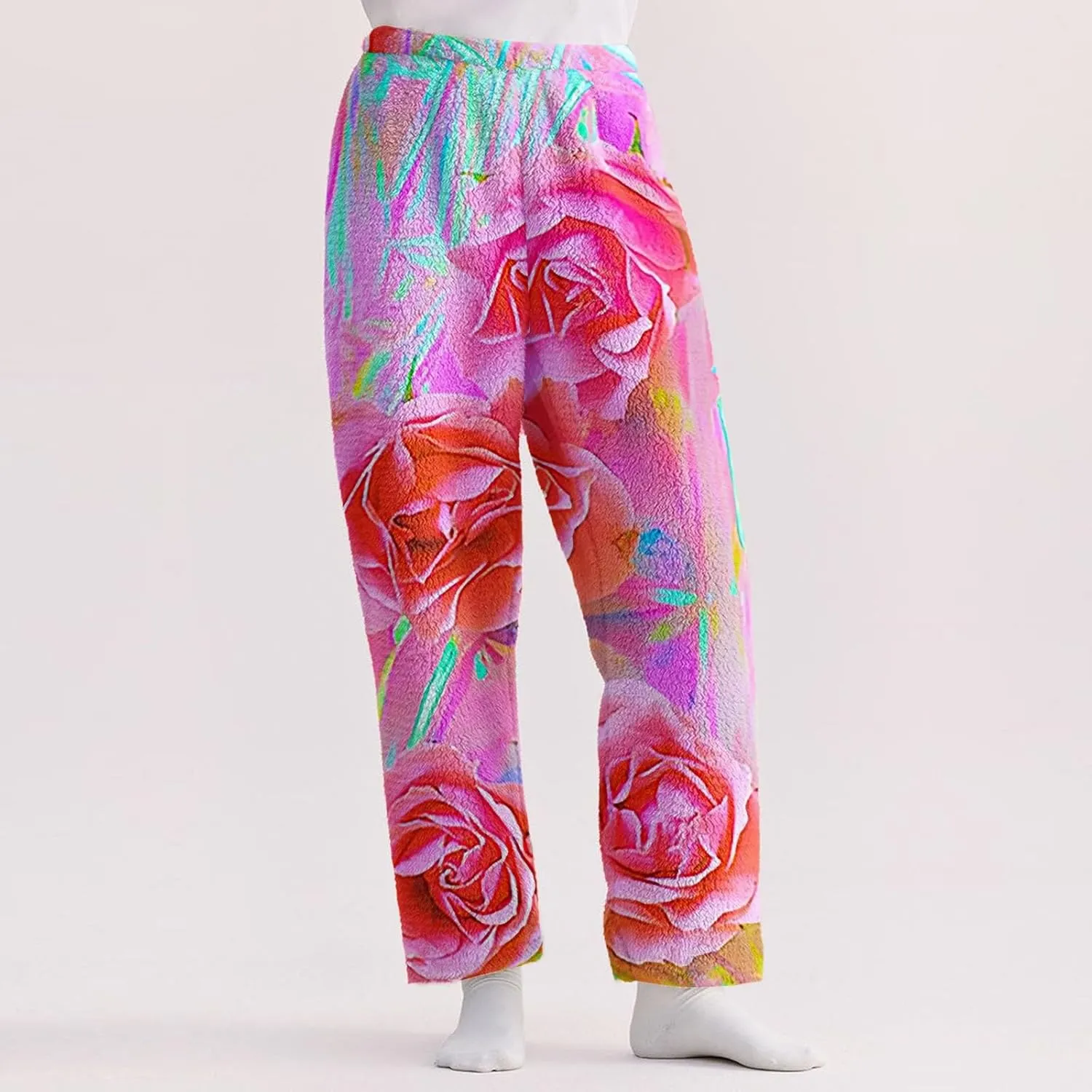 Valentines Pajamas Heart Plush Pj Pants Unisex Soft Fuzzy Pajama Bottoms Women Man Elastic Waist Fleece Lounge Pants