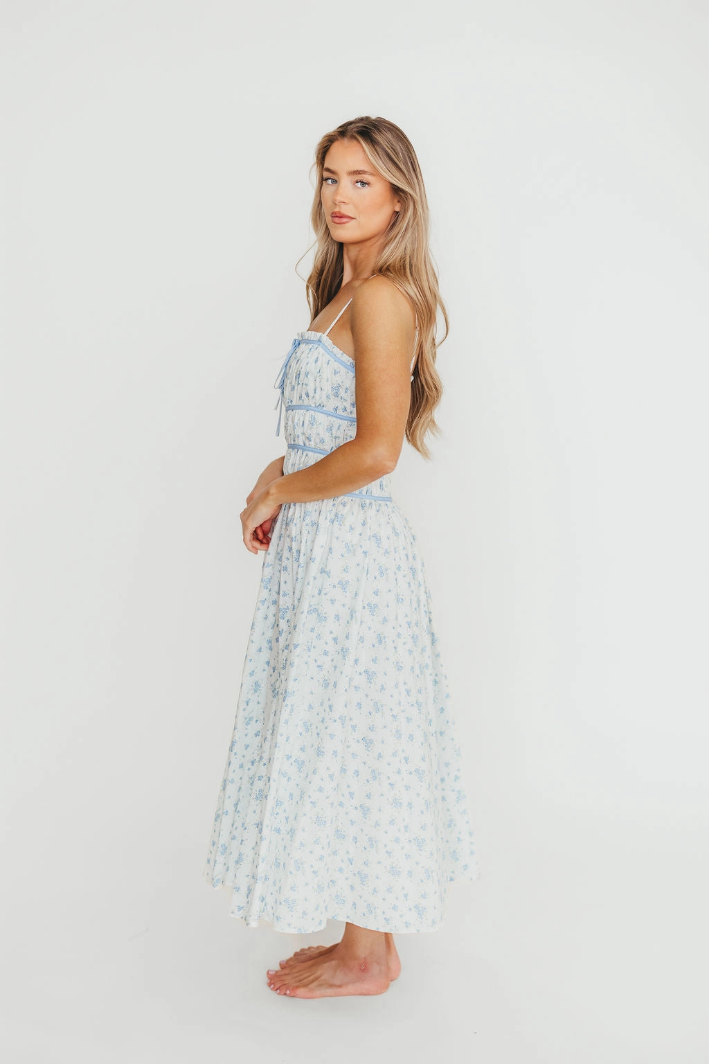 Drawstring-Closure Vibrant Spirit Vanessa Midi Dress in Blue *Final-Sale*