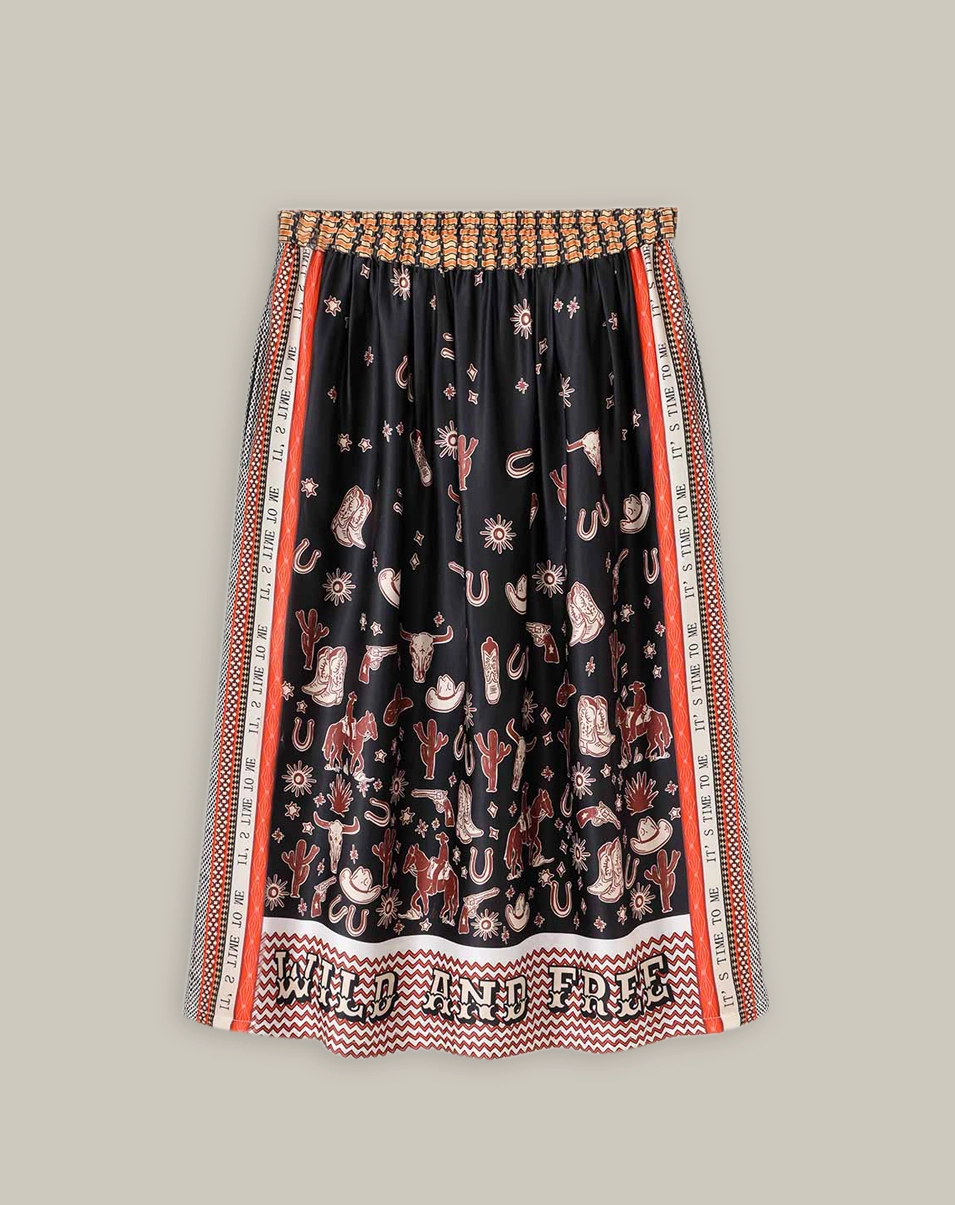 Tapered Cut Breezy Flow VANESSA PRINTED MIDI SKIRT