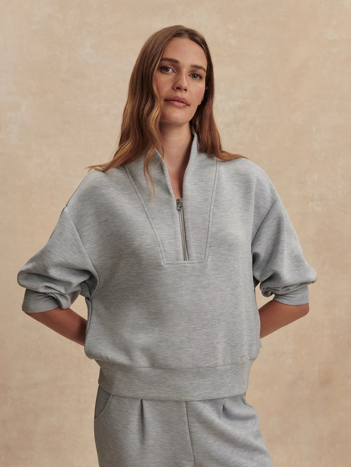 Varley Davidson Sweat in Mid Blue Marl Active Wear