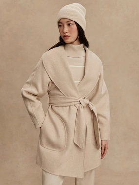 FourWay Stretch Fabric Varley Edgemere Wrap Jacket in Pumice Stone Marl