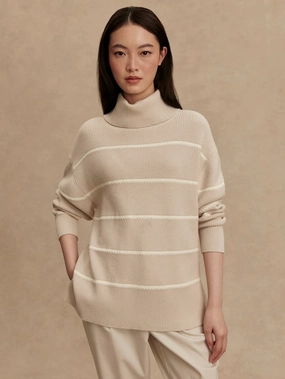 LayeredStyling Wrinkle Resistant Varley Hamish Stitch Knit Sweater in Silver Birch