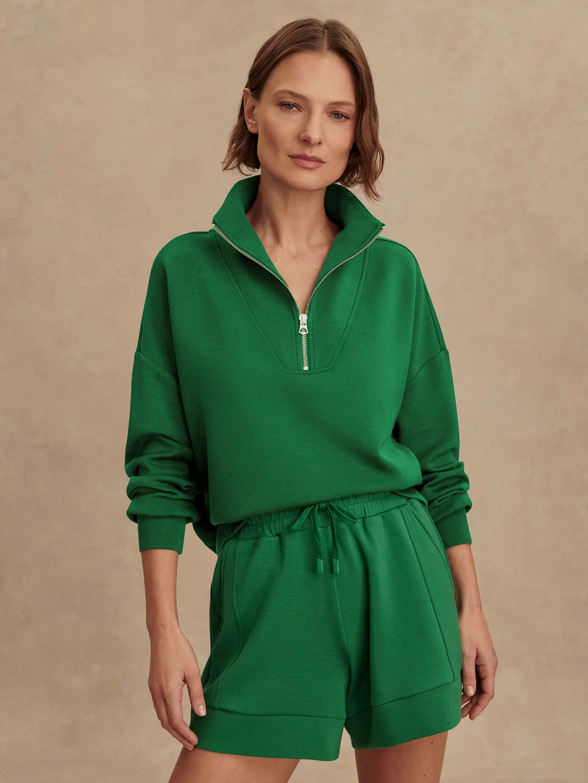 Varley Hawley Half-Zip Sweat in Verdant Green ThermalRegulation