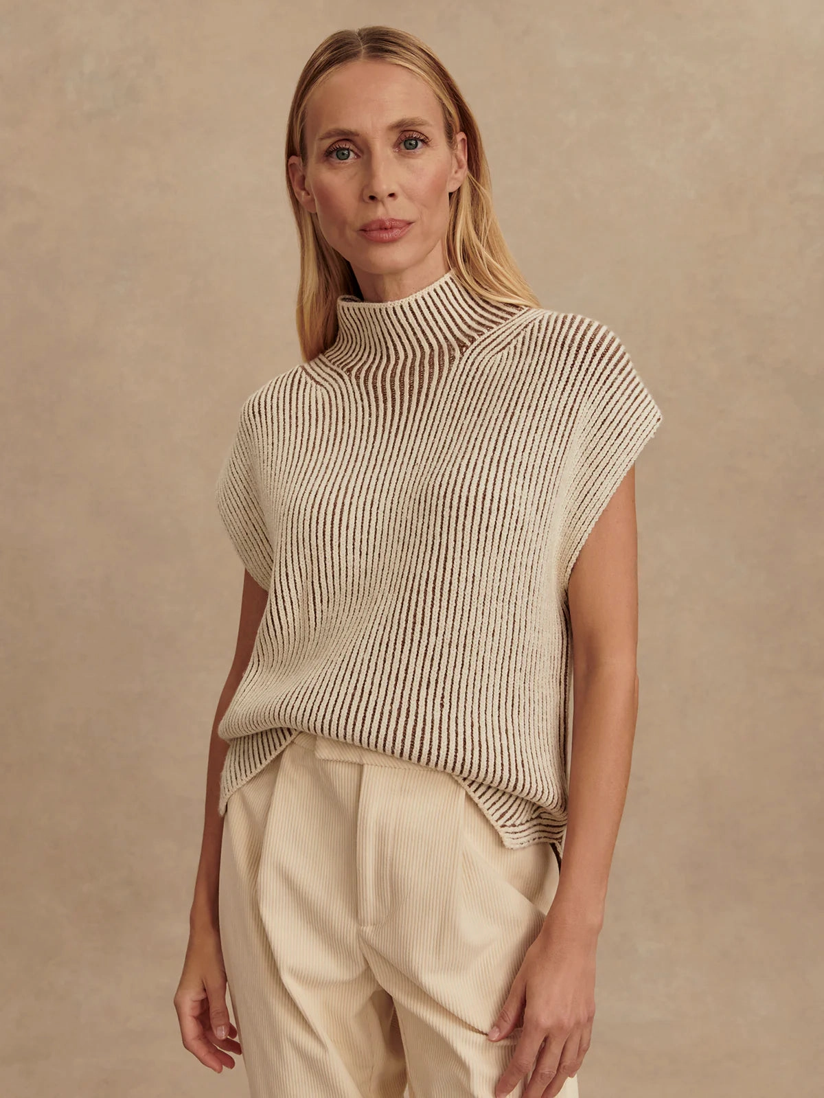 stain resistant coating Varley Lauren Plated Knit Tank in Cocoa Dust