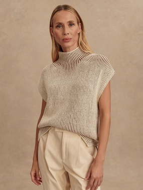 stain resistant coating Varley Lauren Plated Knit Tank in Cocoa Dust