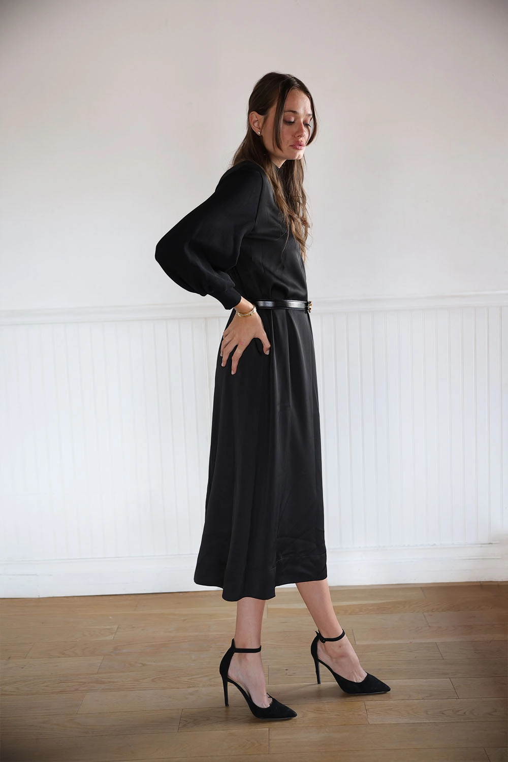 Vee Silk Knit Dress Chill Moment Sleeve Light