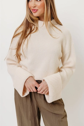 Freida Mock-Neck Sweater in Cream YarnDyedQuality DurableReinforcement