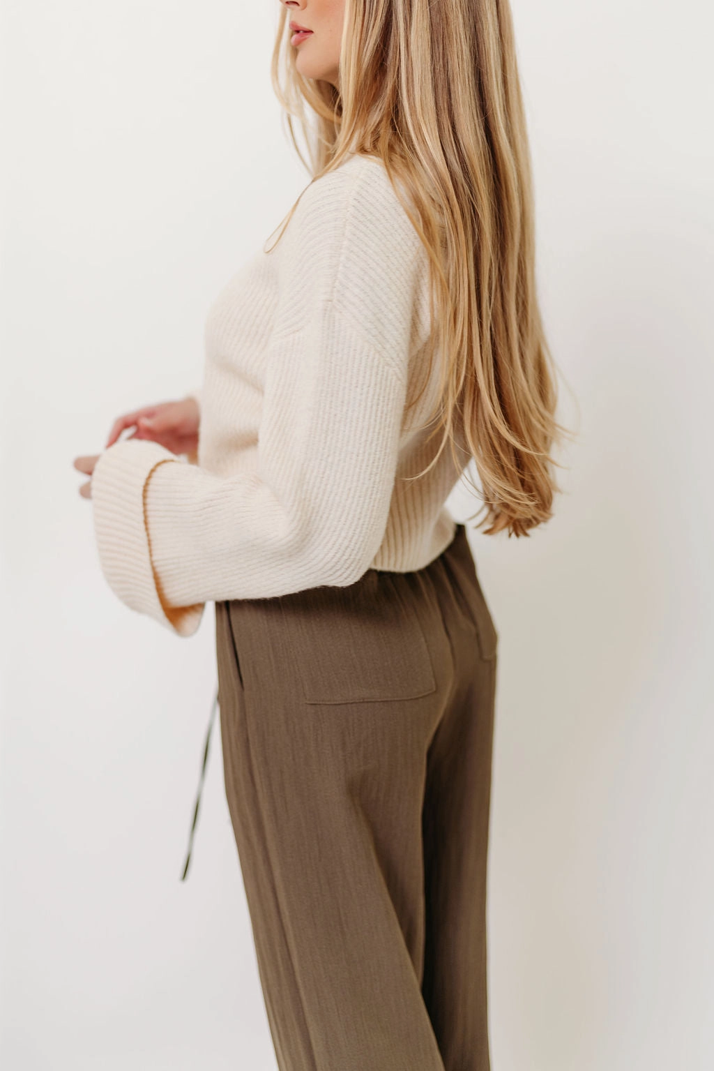 Freida Mock-Neck Sweater in Cream EasyClean Hypoallergenic Lining