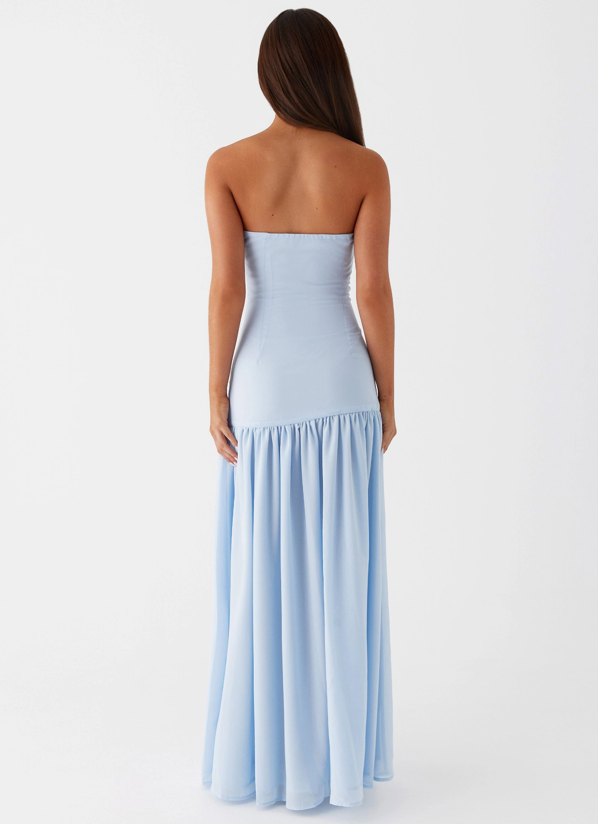 Eden Strapless Maxi Dress - Blue Fit Waist Perfect Mood