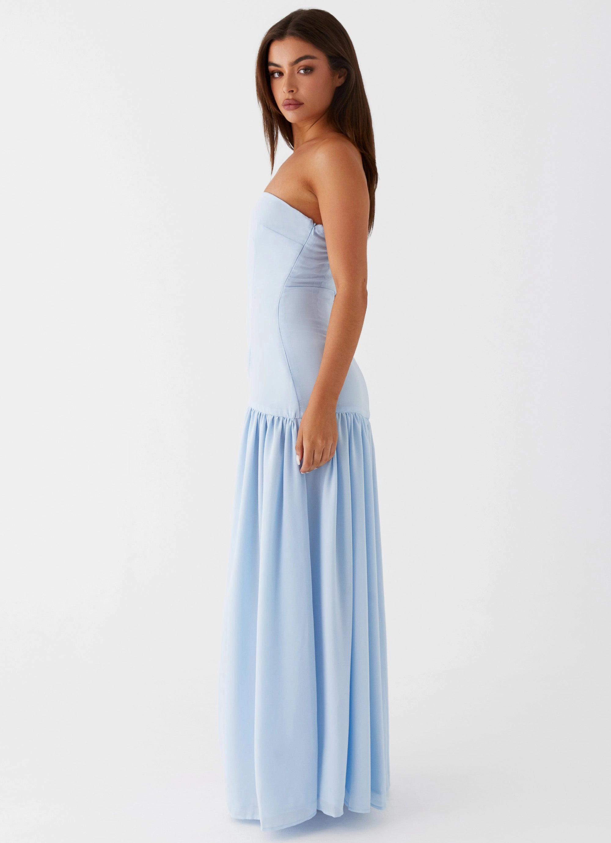 Eden Strapless Maxi Dress - Blue Stylish Mood Free Shape