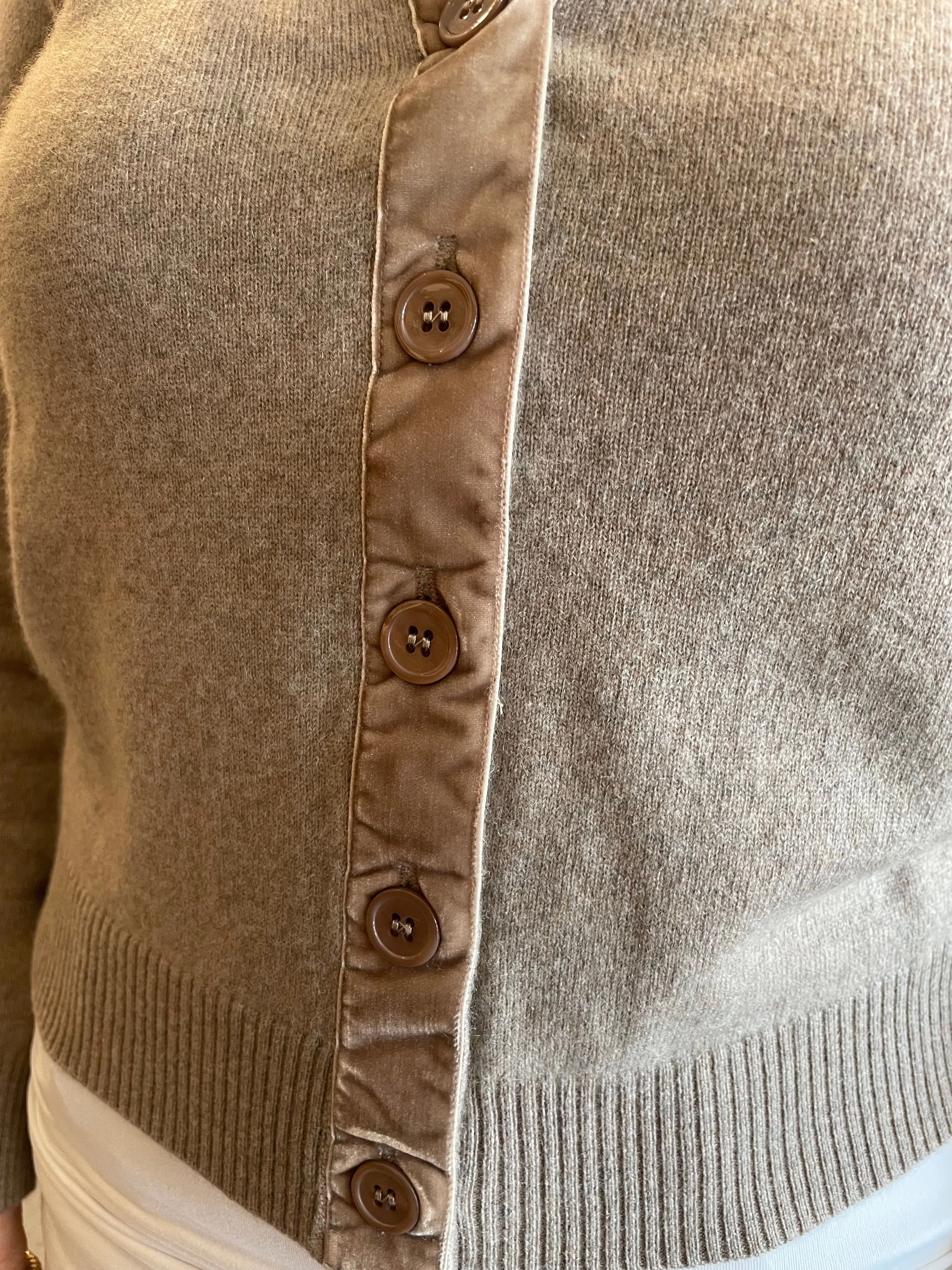 Velvet Little Cardigan Conway Contrast Stitch DurableZipper