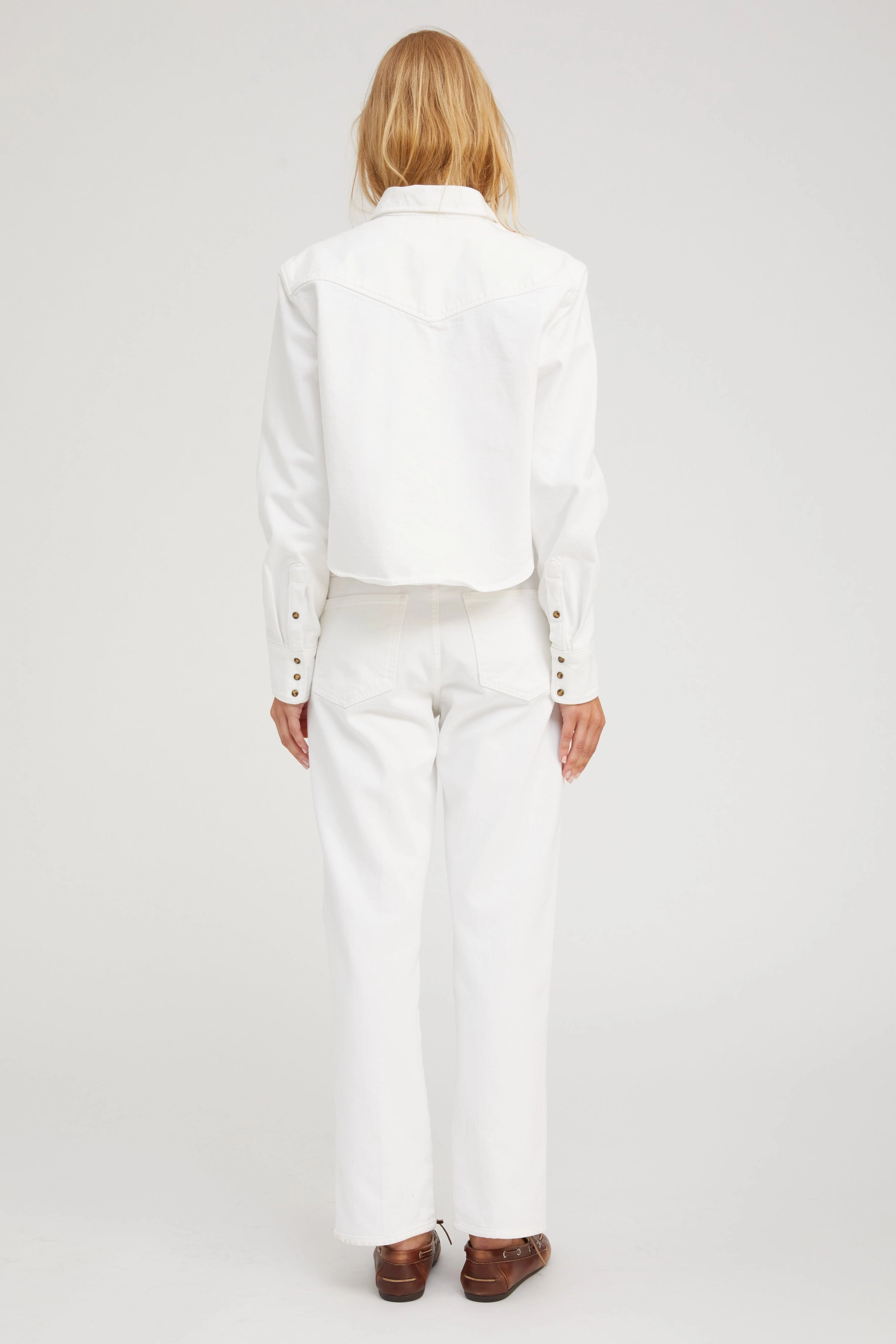 Anti Pilling Treatment NeutralPalette Sophia Denim Cropped Western Button Down