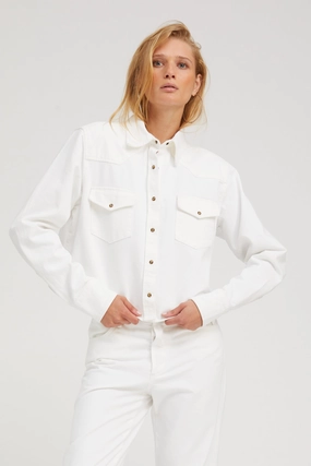 Sophia Denim Cropped Western Button Down OdorResistant Technology Fashion Statement