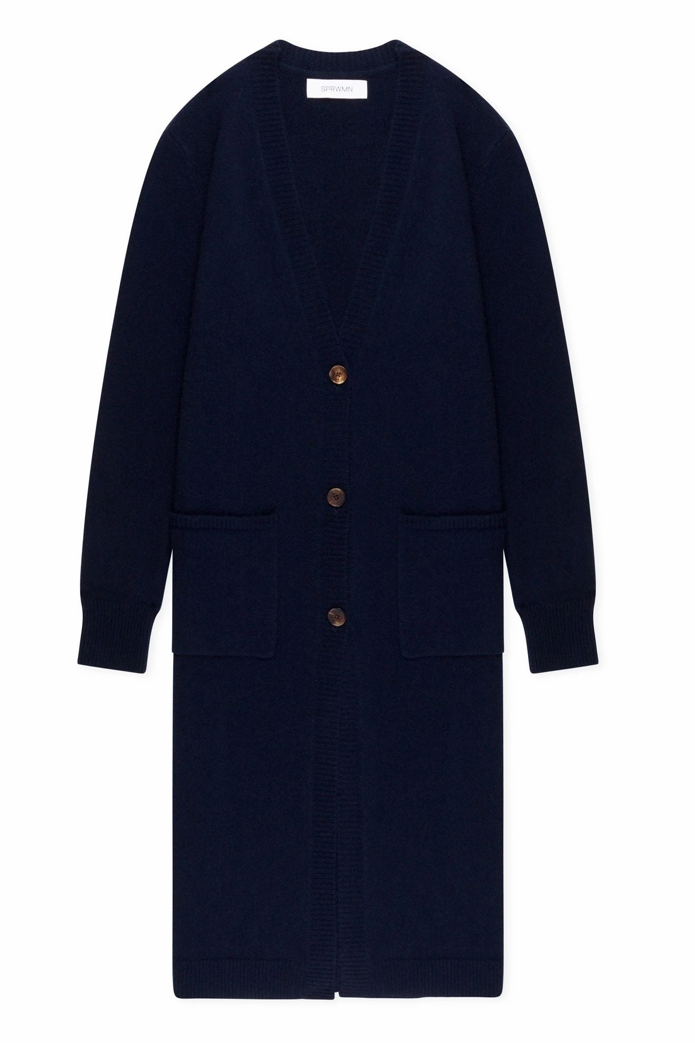 Anti Static Cloth Blend Active Design Navy Cashmere Long Cardigan