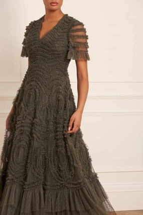 Cozy Balance Verity Ruffle V-Neck Gown